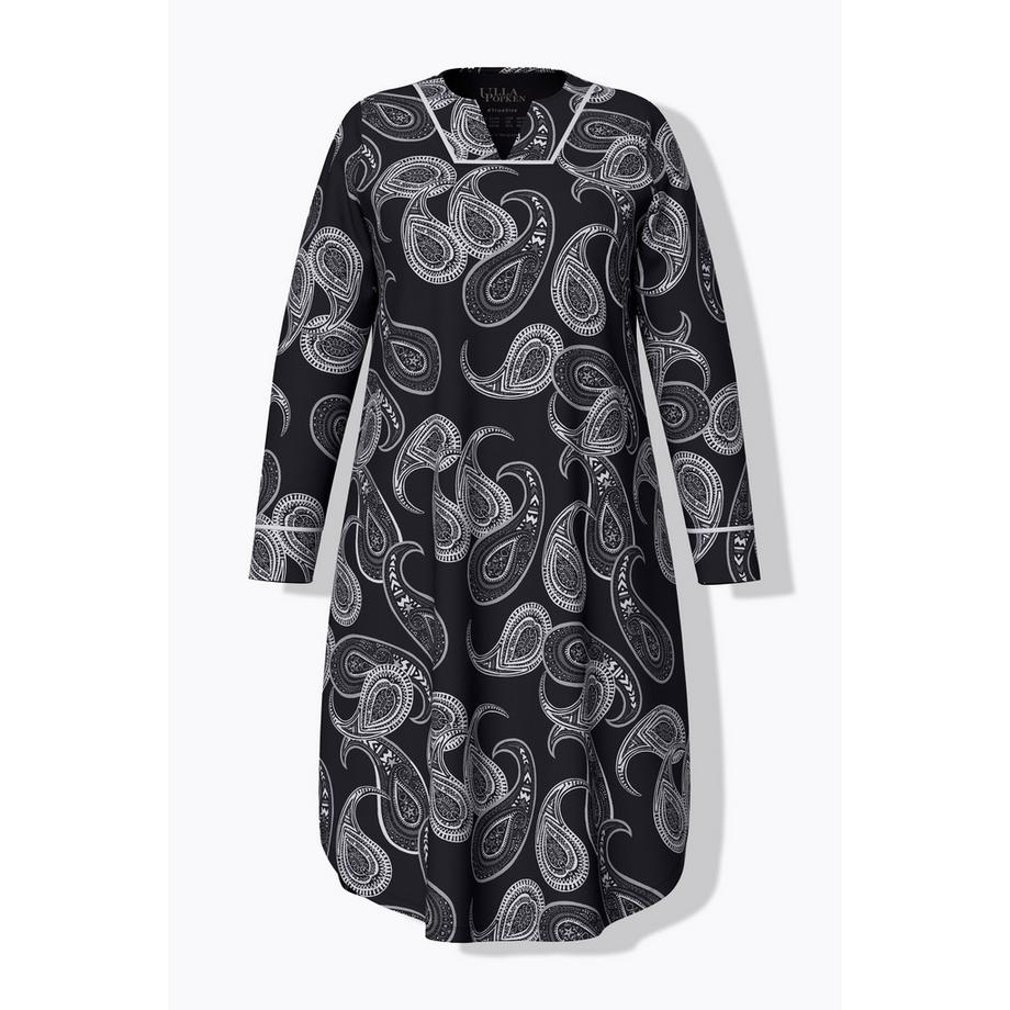 Ulla Popken Paisley Scollo a Tunica Maniche Lunghe Camicia da Notte  