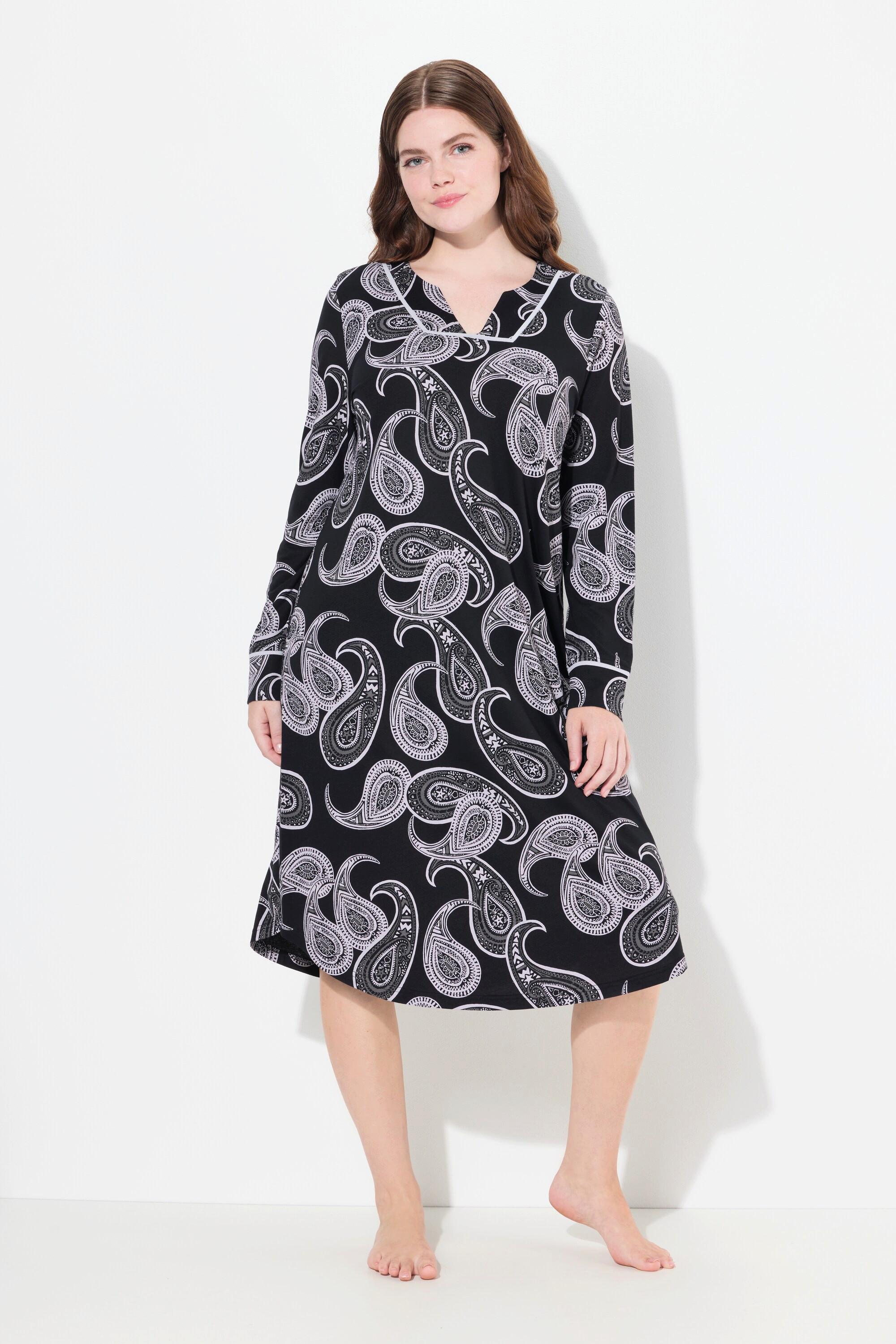 Ulla Popken Cachemire Col Tunisien Manches Longues Chemise de Nuit  