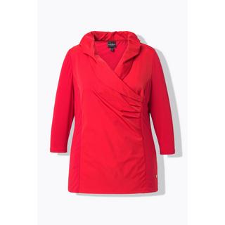 Ulla Popken Camicia Classica Collo Taffetà Scollo a V Maniche 3/4  