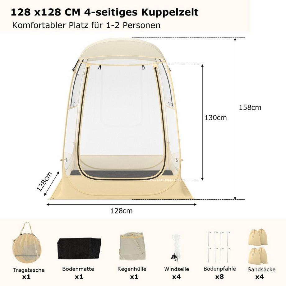 Northix  Sportzelt für 1-2 Personen Pop-Up-Zelt mit wetterfestes Schutzdach tragbares & faltbares Outdoor-Luftpolsterzelt Klein 