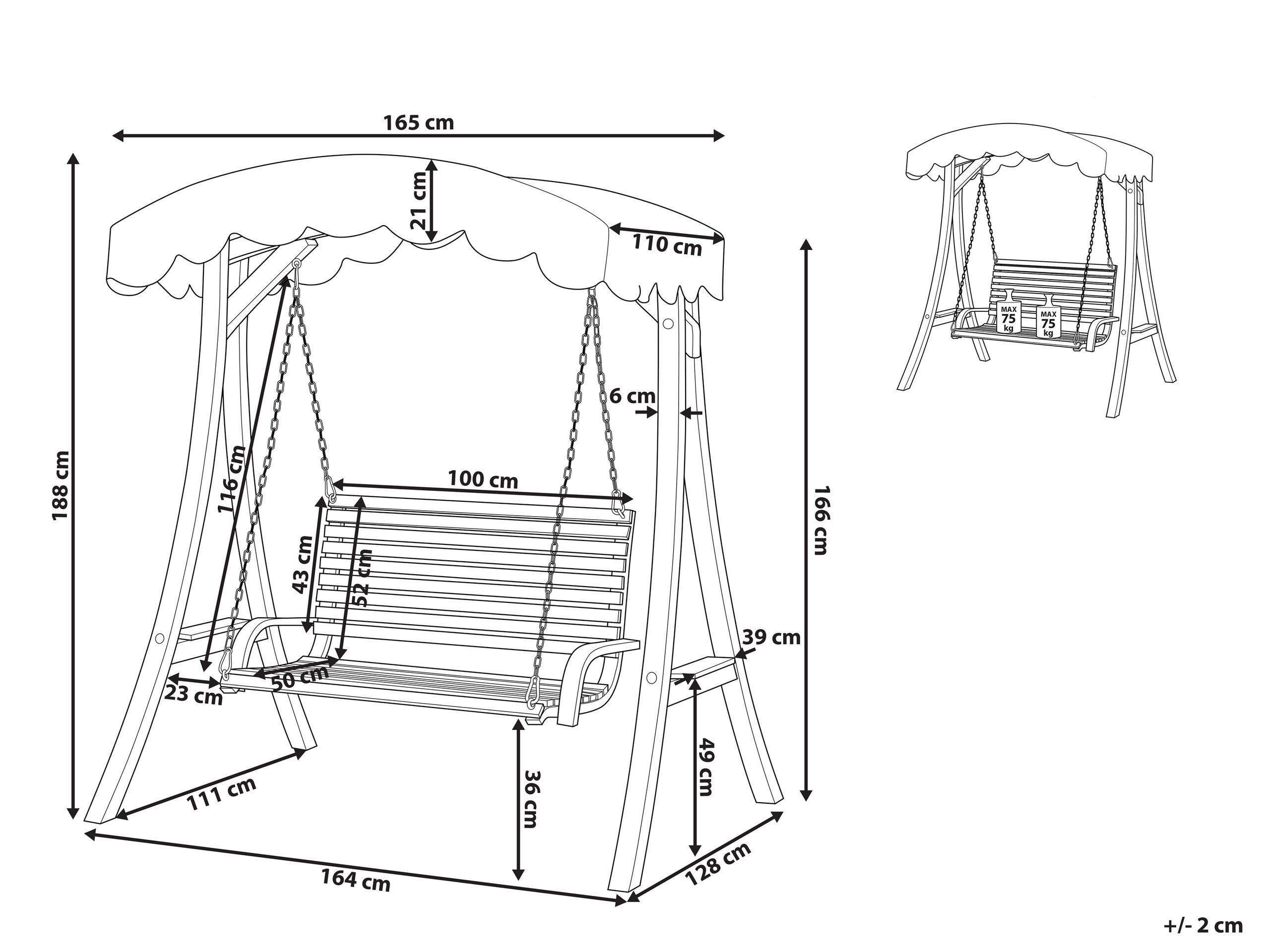 Beliani Balancelle de jardin en Polyester Traditionnel ANDRIA  