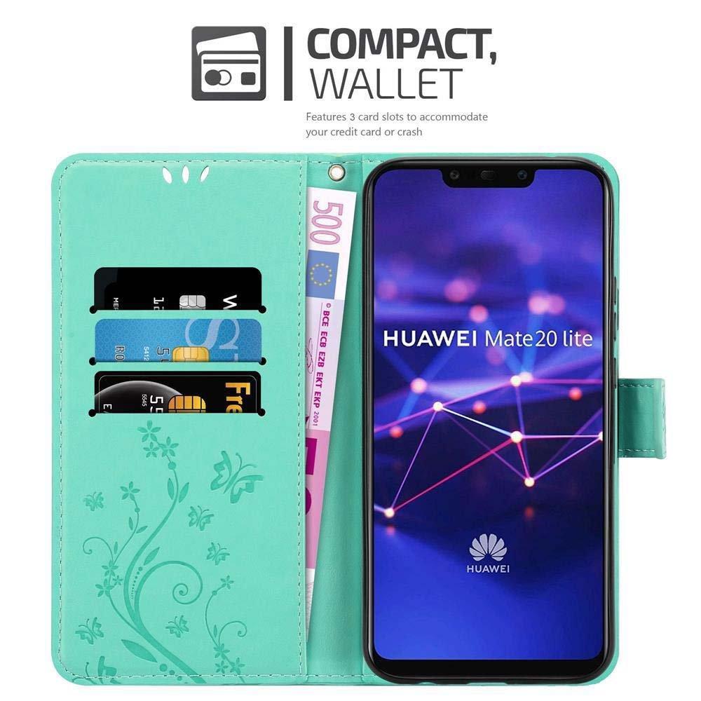 Cadorabo  Housse compatible avec Huawei MATE 20 LITE - Coque de protection au design floral avec fermeture magnétique, fonction de support et emplacements pour cartes 