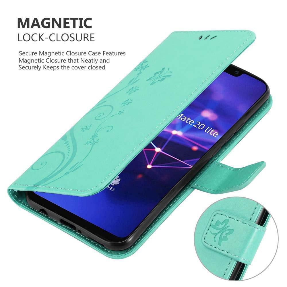 Cadorabo  Housse compatible avec Huawei MATE 20 LITE - Coque de protection au design floral avec fermeture magnétique, fonction de support et emplacements pour cartes 