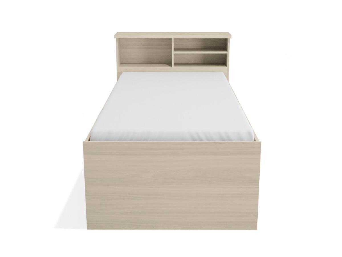 Vente-unique Lit BORIS avec tiroirs rangements chêne + matelas  