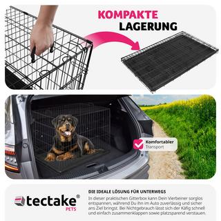 Tectake  Gabbia a griglia per cani  Luna, pieghevole, con 2 porte 