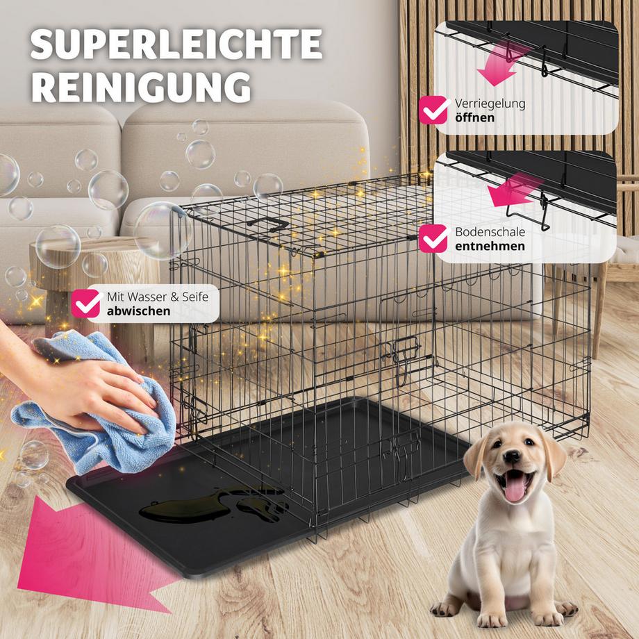 Tectake  Hundekäfig-Gitterbox Luna klappbar, mit 2 Tragegriffen robuste Stahlgitter 