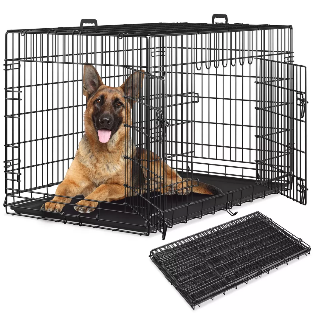 Tectake - Caisse grillagée pour chien pliable avec 2 poignées de transport