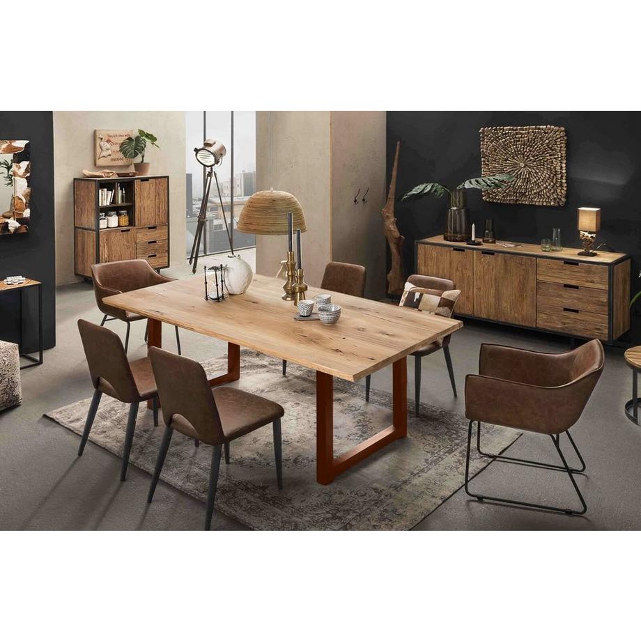 mutoni Tavolo 240x100 cm - rovere selvatico oliato naturale - metallo marrone antico  