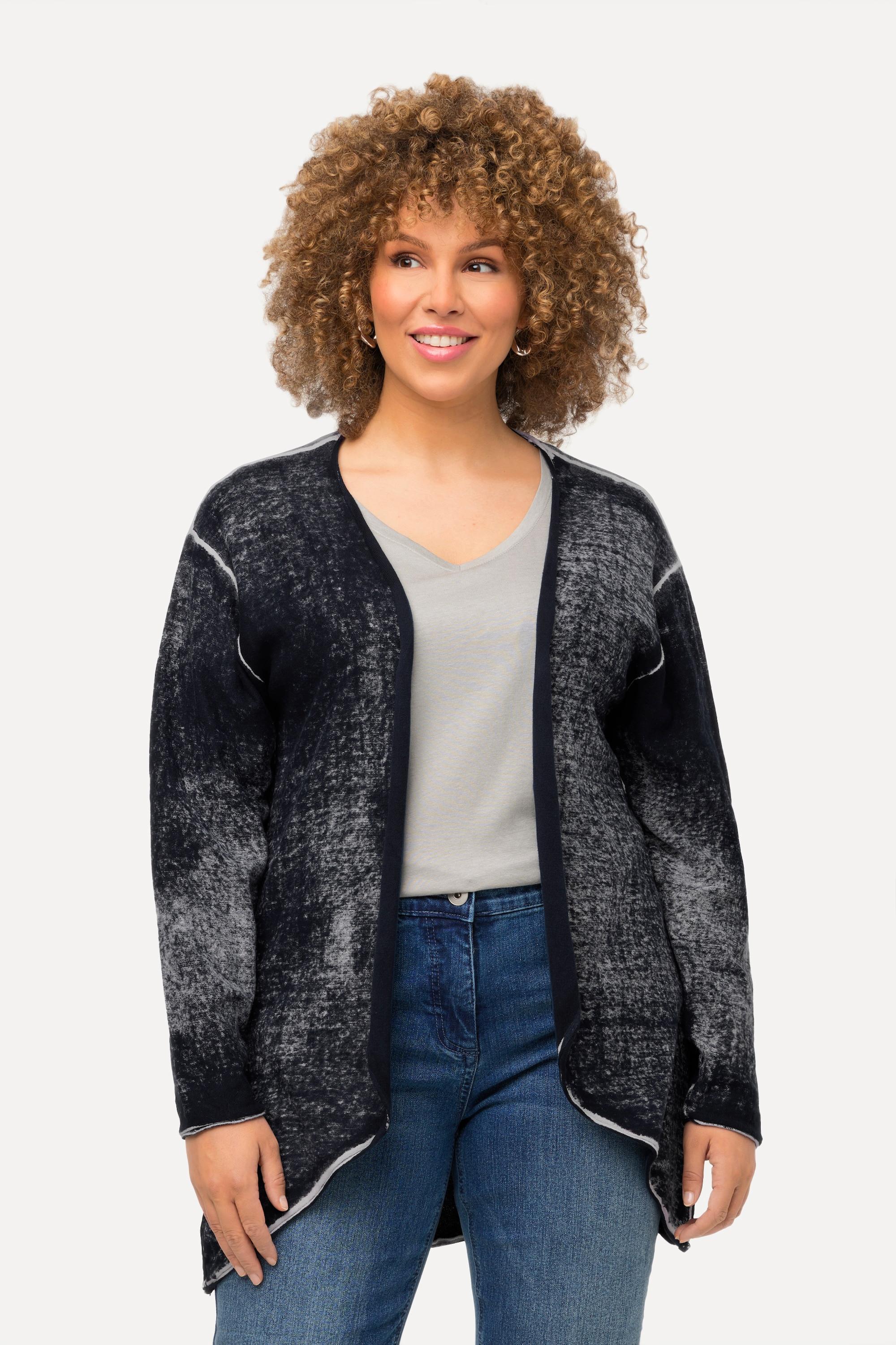 Ulla Popken  Cardigan avec bords roulottés plus clairs - ligne en A 