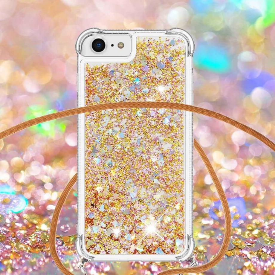 Cover-Discount  iPhone SE / 8 / 7 - Glitzer Hülle mit Umhängeband 