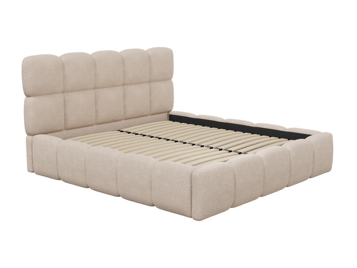 PASCAL MORABITO Letto con contenitore 180 x 200 cm Tessuto bouclette Beige + Materasso - DAMADO di PASCAL MORABITO  