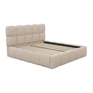 PASCAL MORABITO Letto con contenitore 180 x 200 cm Tessuto bouclette Beige + Materasso - DAMADO di PASCAL MORABITO  