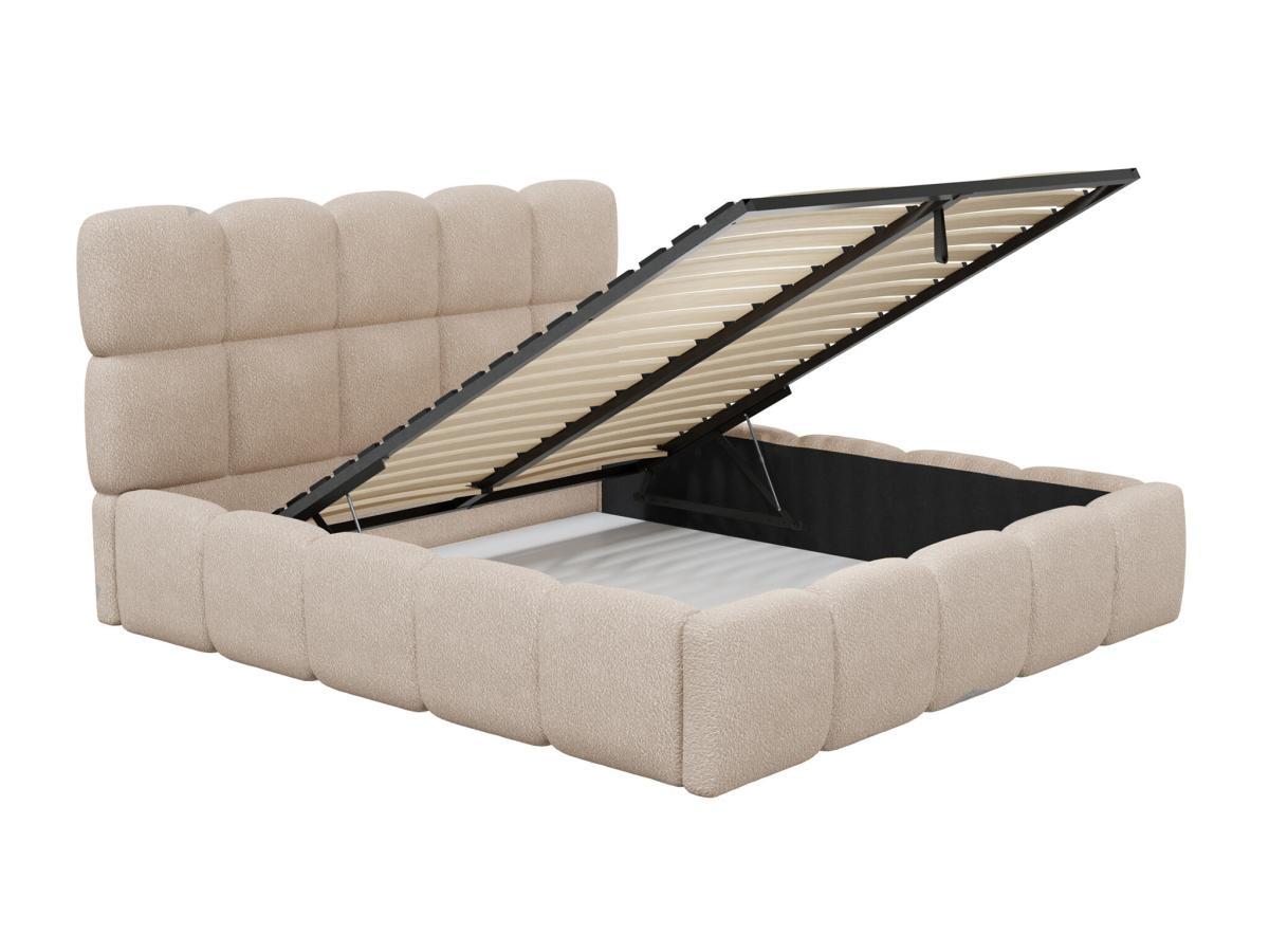 PASCAL MORABITO Lit coffre - 180 x 200 cm - Tissu bouclette - Beige + Matelas - DAMADO de Pascal Morabito  