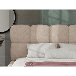 PASCAL MORABITO Letto con contenitore 180 x 200 cm Tessuto bouclette Beige + Materasso - DAMADO di PASCAL MORABITO  