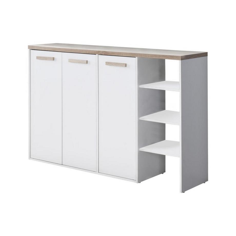 Vente-unique Meuble à chaussures 3 portes et 3 niches - Blanc et Naturel clair - SKAIDO  