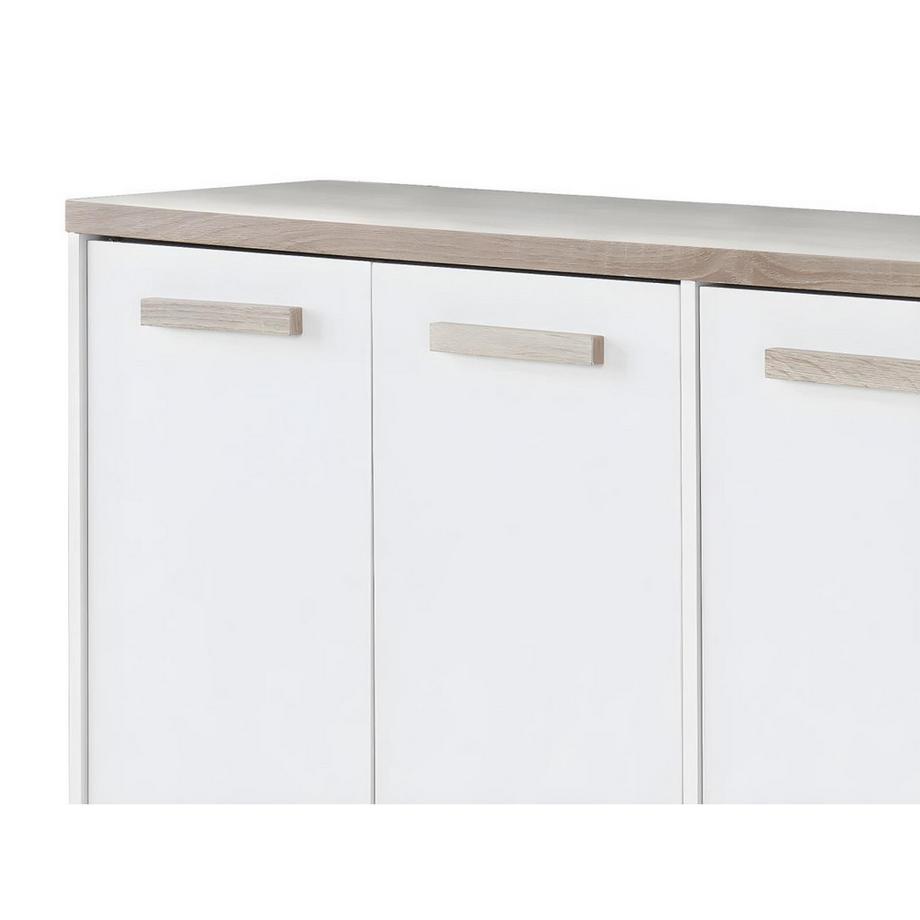 Vente-unique Meuble à chaussures 3 portes et 3 niches - Blanc et Naturel clair - SKAIDO  