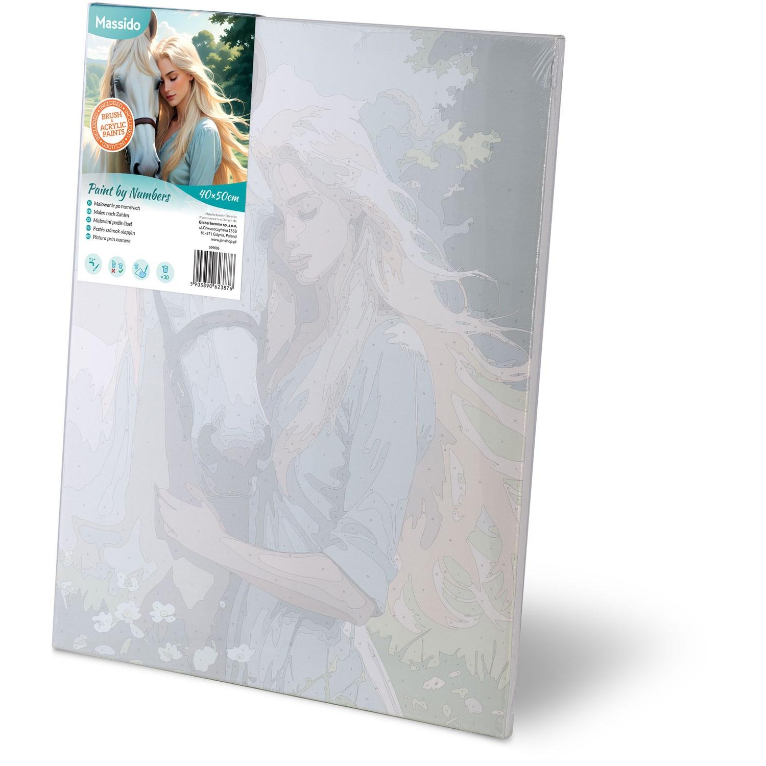 B2X Malen nach Zahlen 40x50 cm Massido Porträt einer Frau mit einem Pferd  