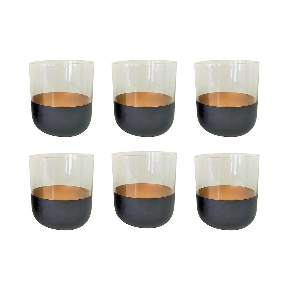 Aulica  VERRES APERTIFS NOIR & OR - LOT DE 6 