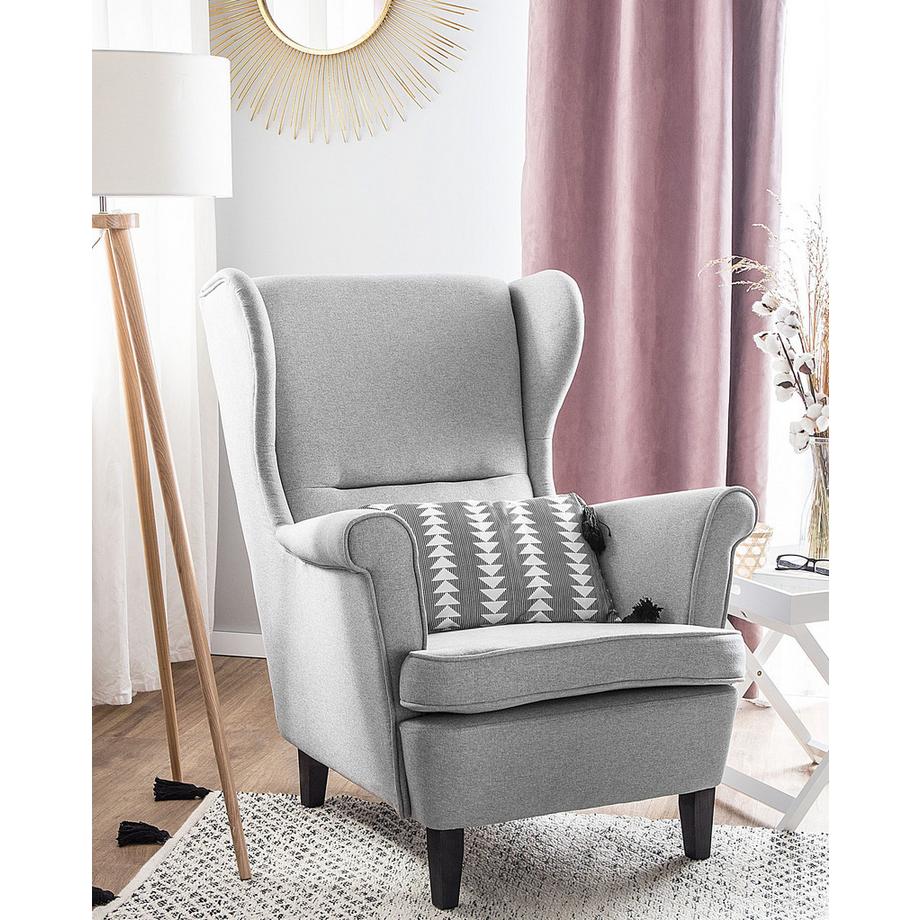 Beliani Fauteuil à oreilles en Tissu Rétro ABSON  