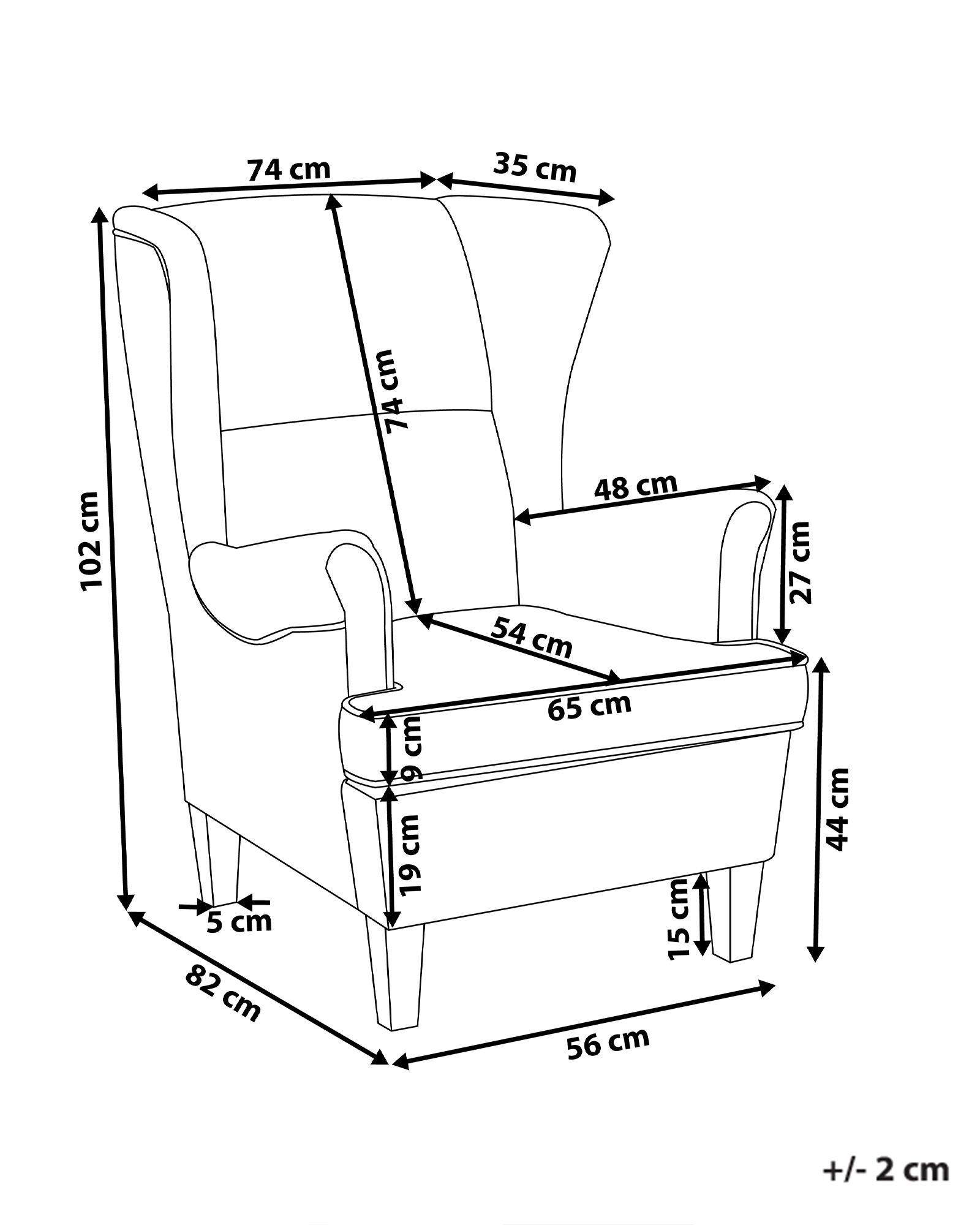 Beliani Fauteuil à oreilles en Polyester Rétro ABSON  