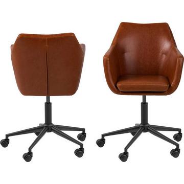 Chaise de bureau Bahamas look cuir vintage cognac