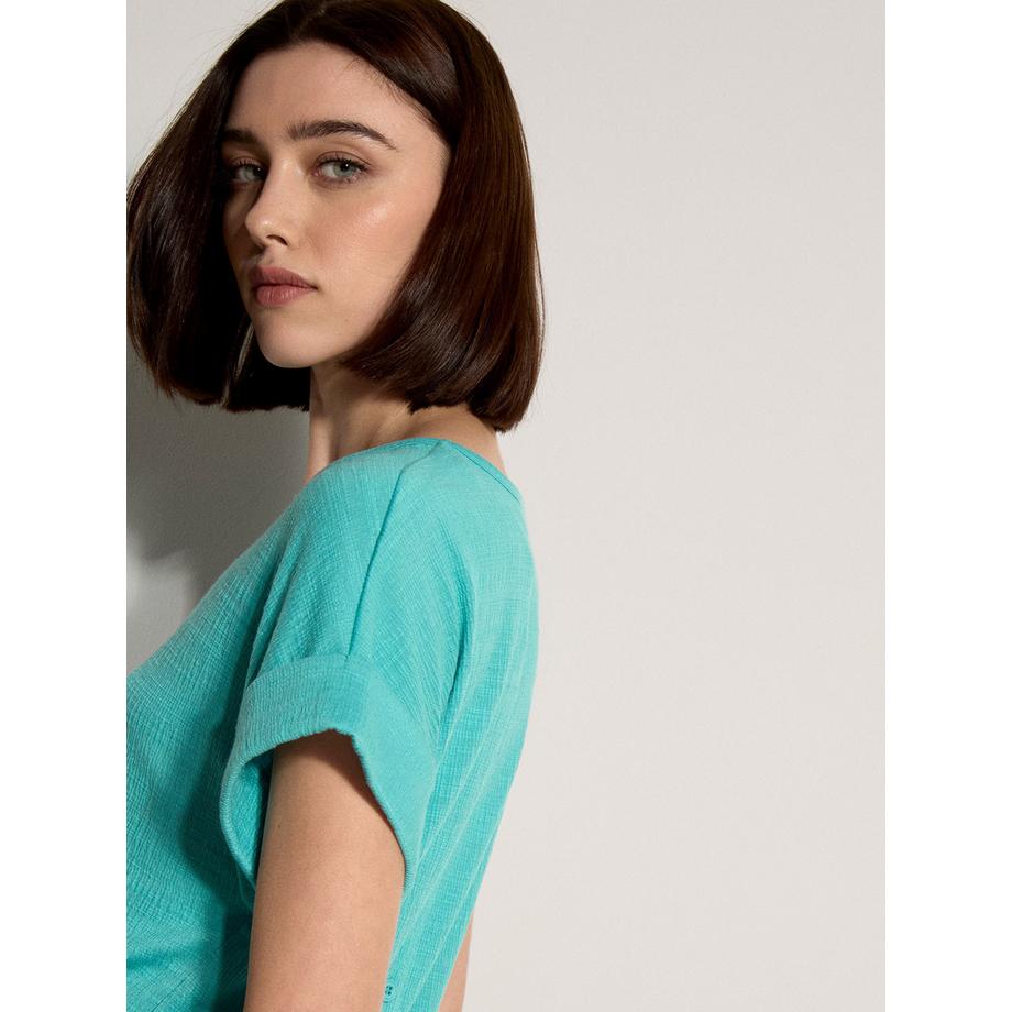 APRICOT T-shirt strutturata con bottoni sul retro  