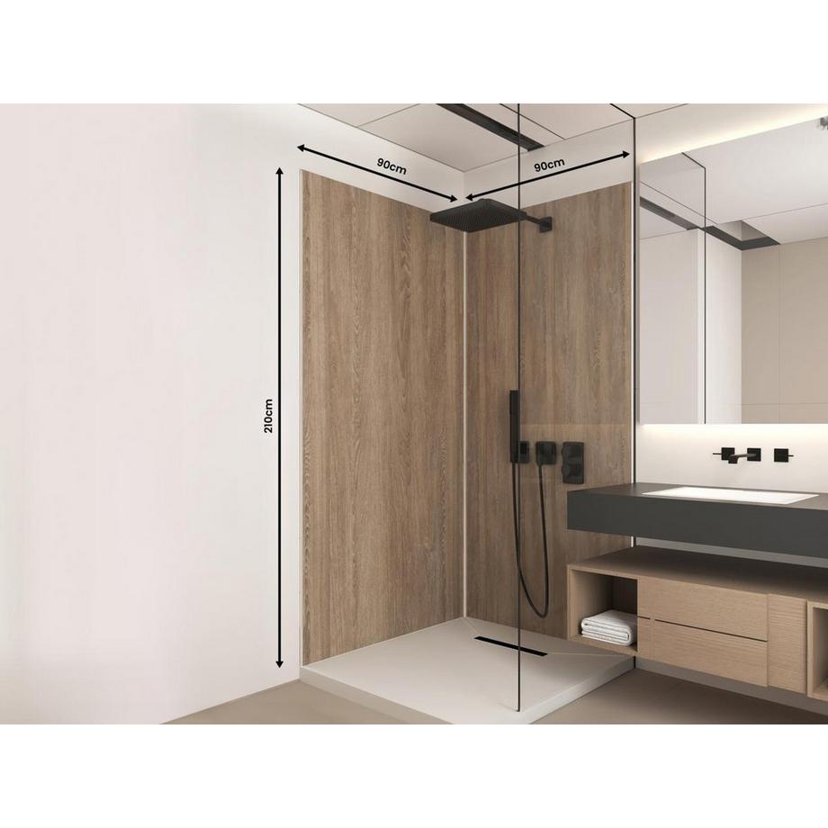 Vente-unique Lot de 2 panneaux muraux de douche effet bois en aluminium avec profilés - 2 x L90 x H210 cm ENEKO  