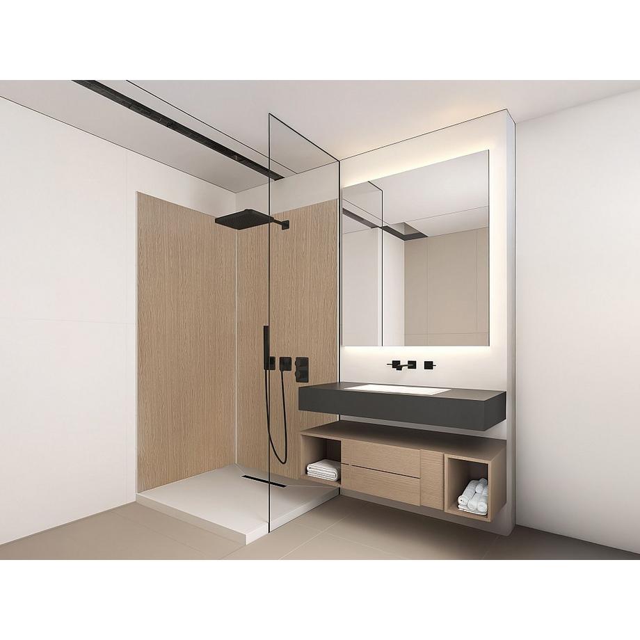 Vente-unique Lot de 2 panneaux muraux de douche effet bois en aluminium avec profilés - 2 x L90 x H210 cm ENEKO  