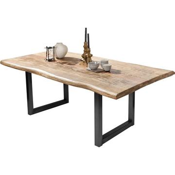 Massivholztisch 180x90 - Mango natur - Metall antik - mit Baumkante