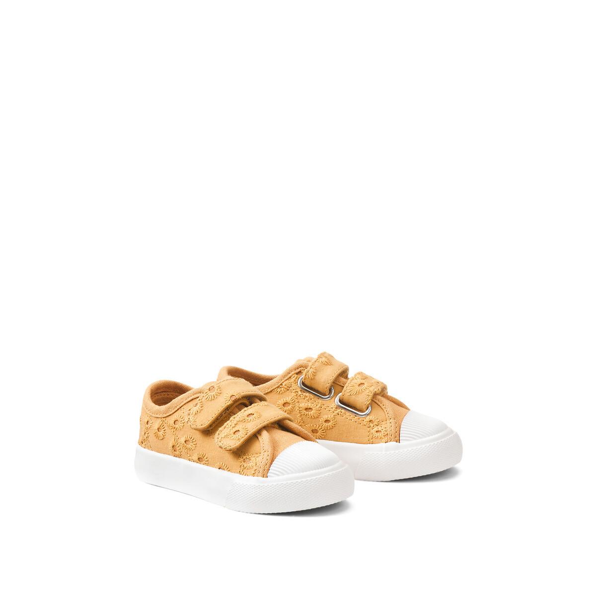 Image of Baskets En Toile À Scratch En Broderie Anglaise Unisex Gelb 24