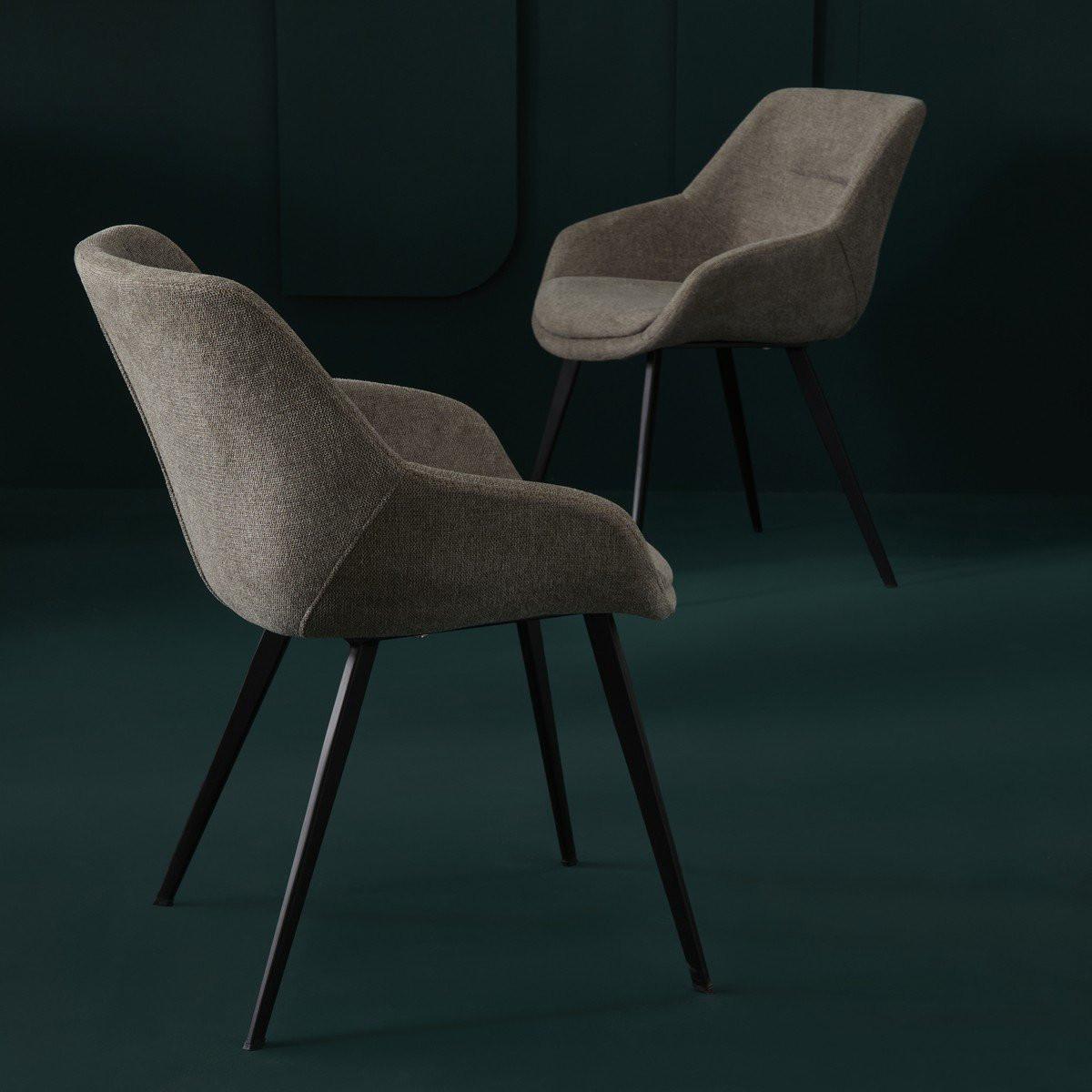 Calicosy Lot de 2 fauteuils bridge en tissu taupe - COLOMBE  