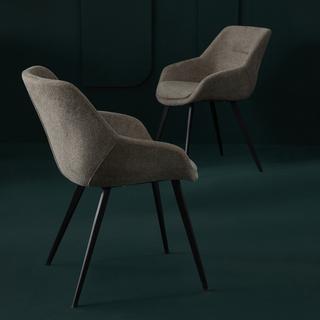 Calicosy Lot de 2 fauteuils bridge en tissu taupe - COLOMBE  