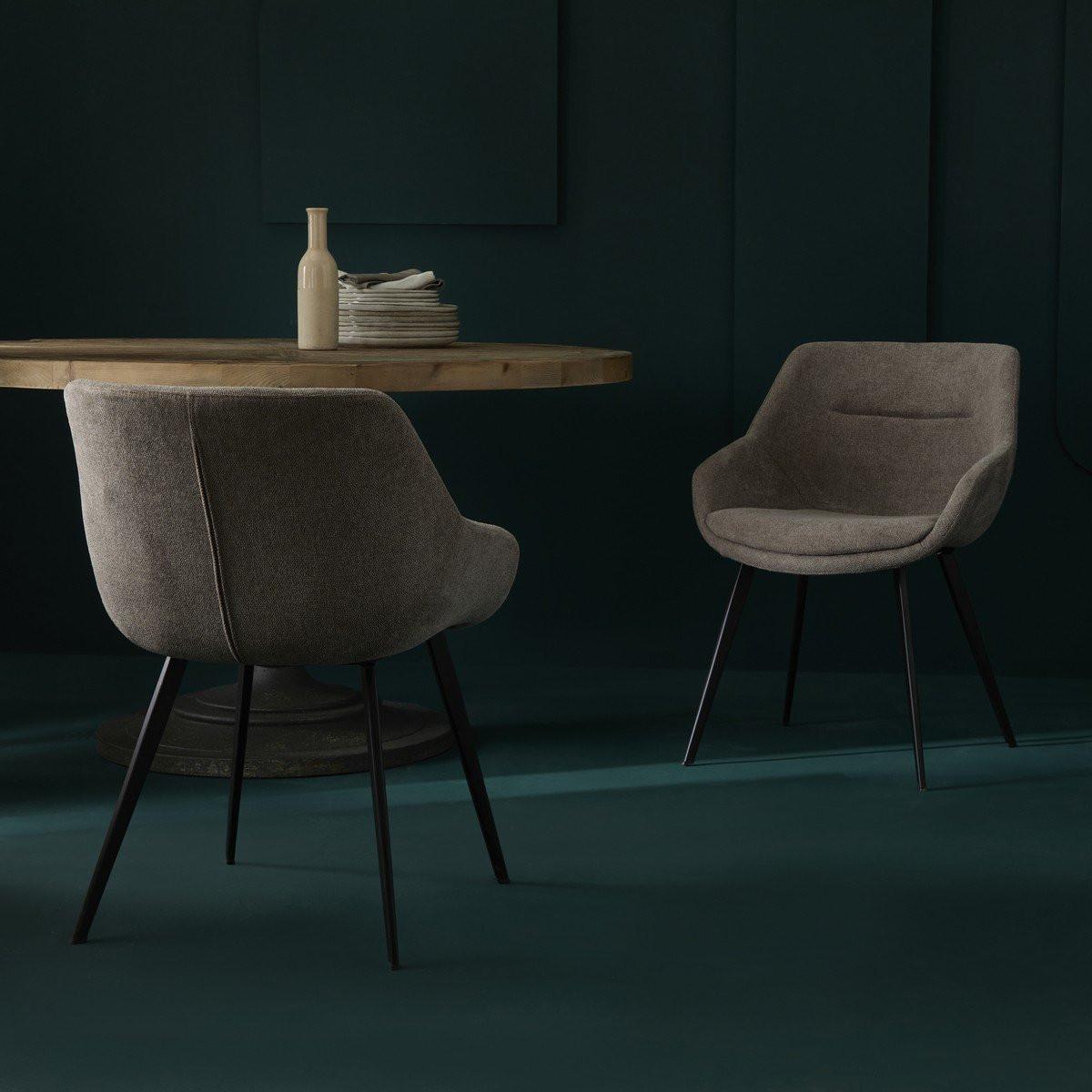 Calicosy Lot de 2 fauteuils bridge en tissu taupe - COLOMBE  