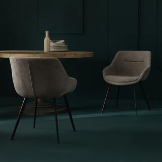 Calicosy Lot de 2 fauteuils bridge en tissu taupe - COLOMBE  