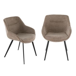 Calicosy Lot de 2 fauteuils bridge en tissu taupe - COLOMBE  