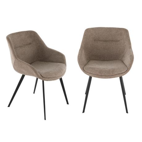 Calicosy Lot de 2 fauteuils bridge en tissu taupe - COLOMBE  