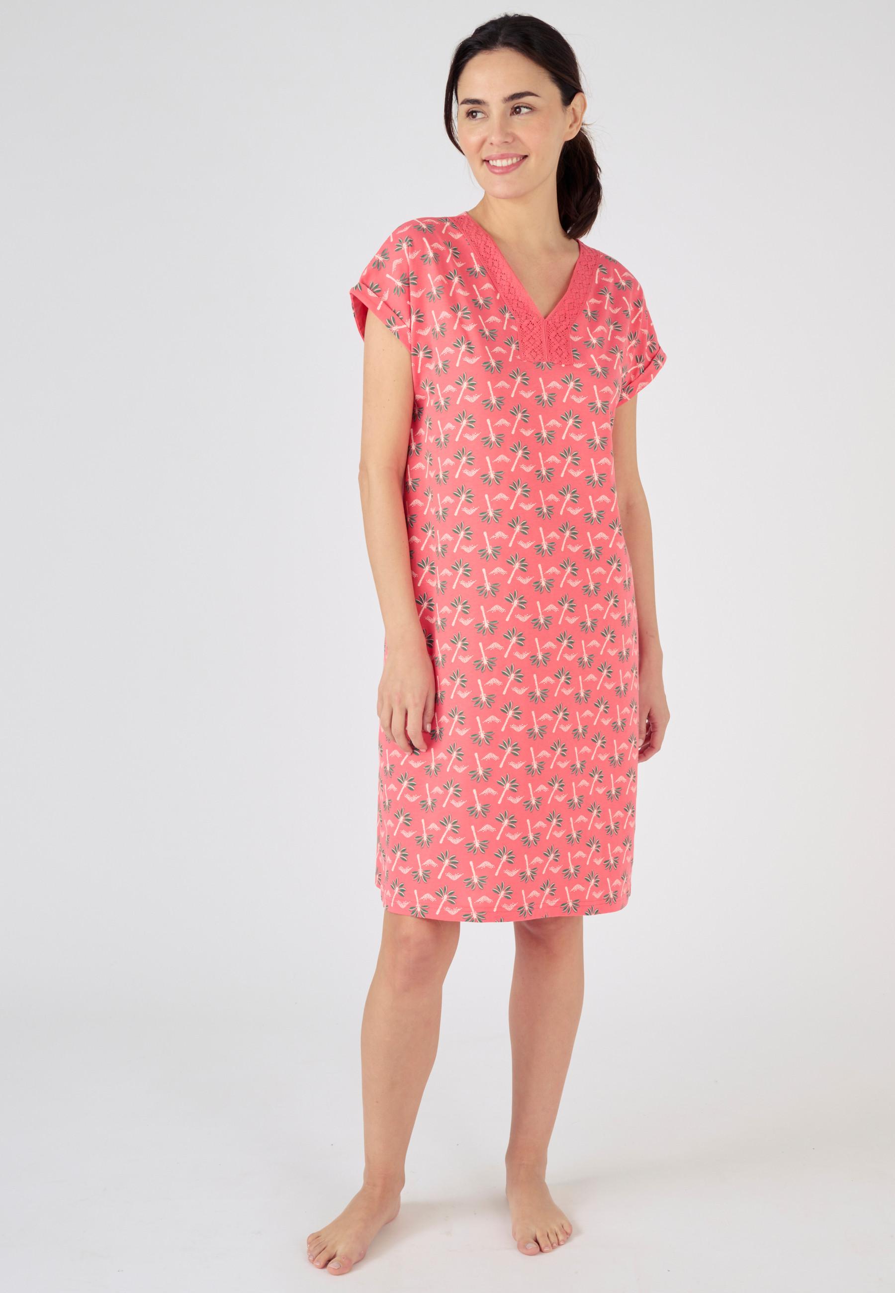 Image of Spitzennachthemd Aus Reiner Gekämmter Baumwolle Damen Rot 34/36