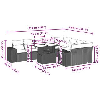 VidaXL set divano da giardino Polirattan  