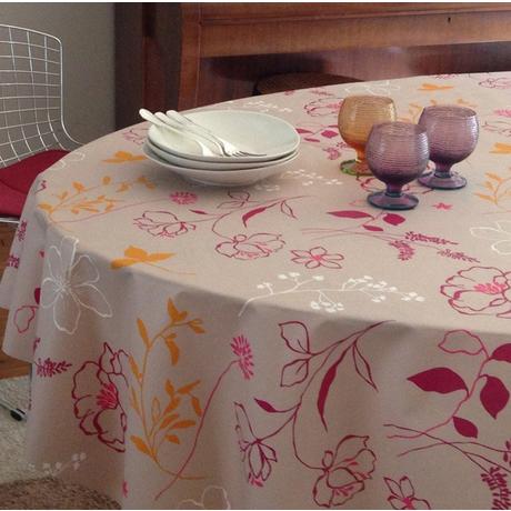 Fleur de Soleil Nappe enduite ronde ou ovale Camélia  