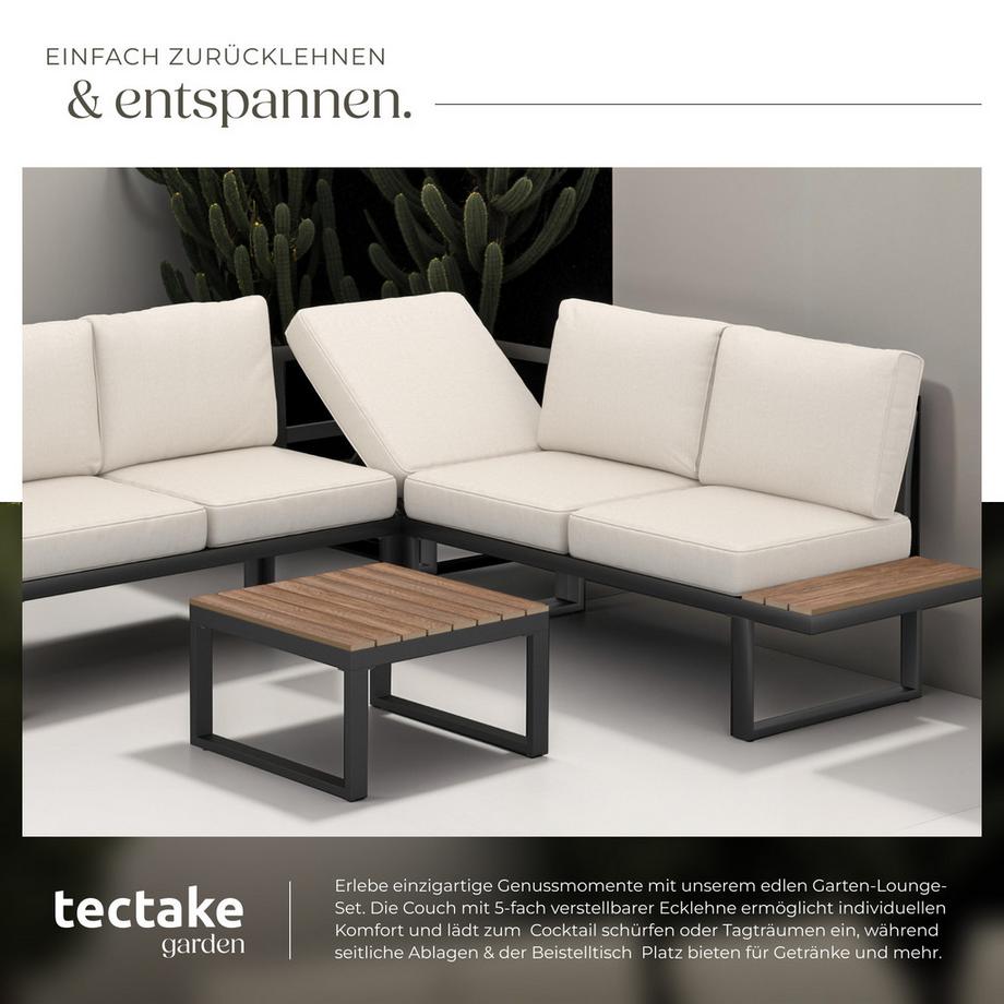 Tectake Garten-Lounge-Set Eliar mit Aluminiumgestell, pulverbeschichtet  wetterfest  