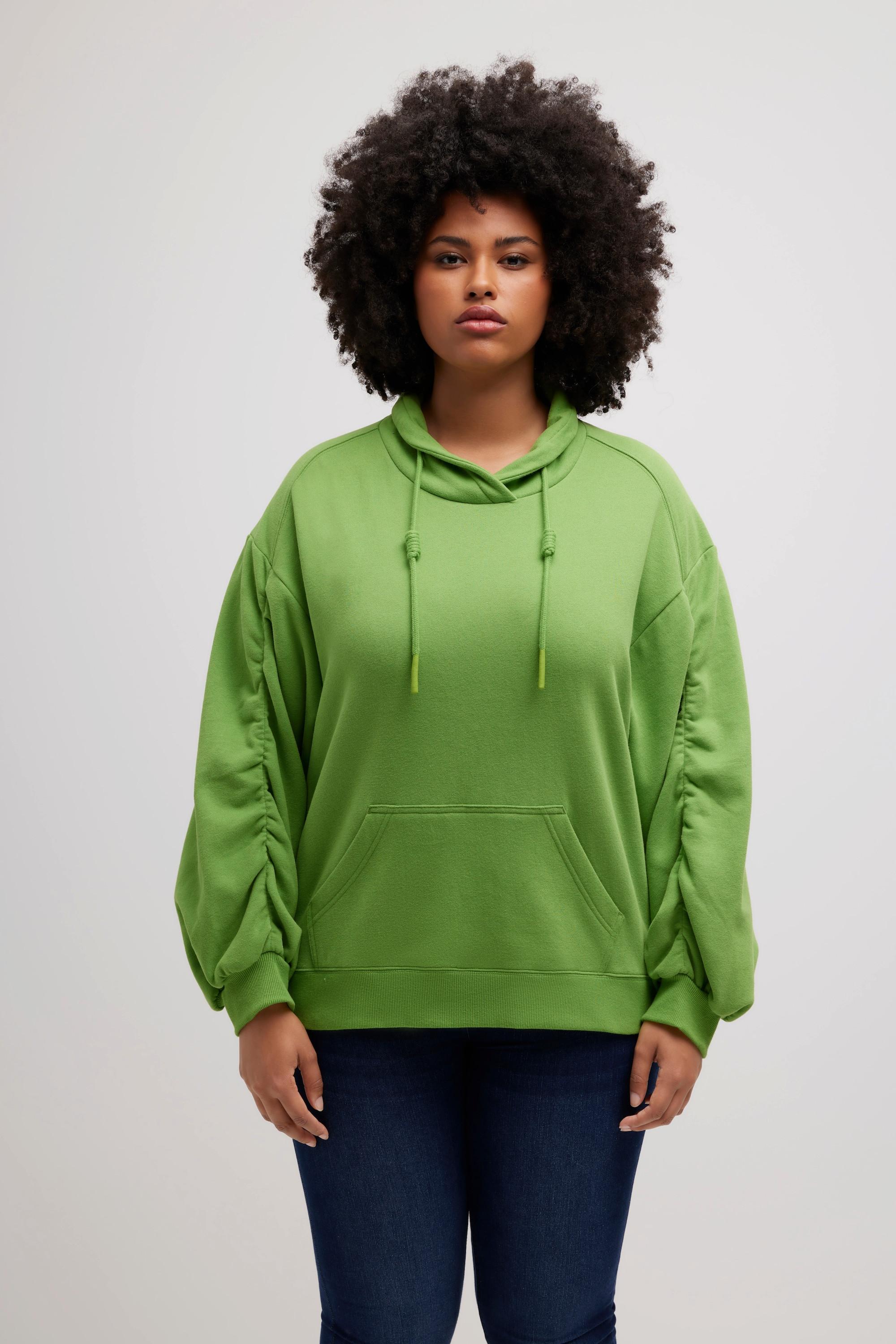 Ulla Popken  Sweatshirt, Kängurutasche, Oversized, Stehkragen, Langarm 