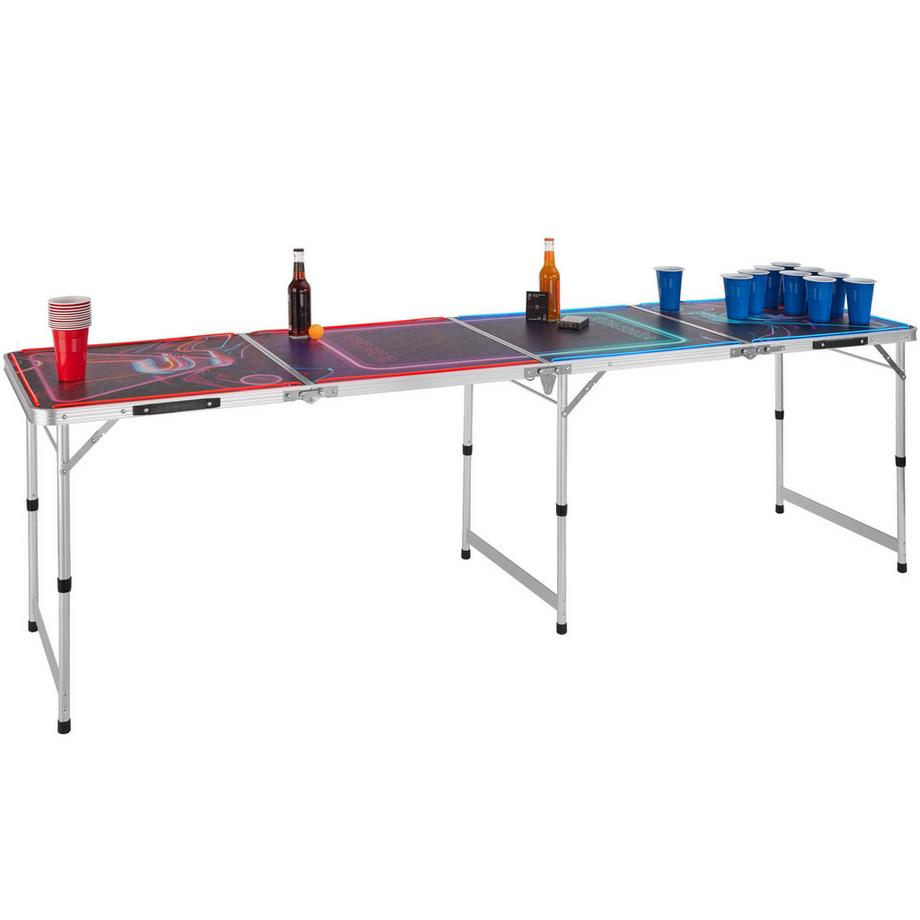 Tectake  Aluminium Bierpongtisch BeerWars I mit LED-Beleuchtung klappbar und höhenverstellbar 