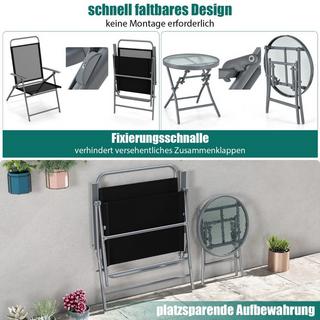 Northio Tavolo da bistrò con 2 sedie Set da balcone pieghevole Set di mobili da giardino da 3 pezzi con struttura in metallo  