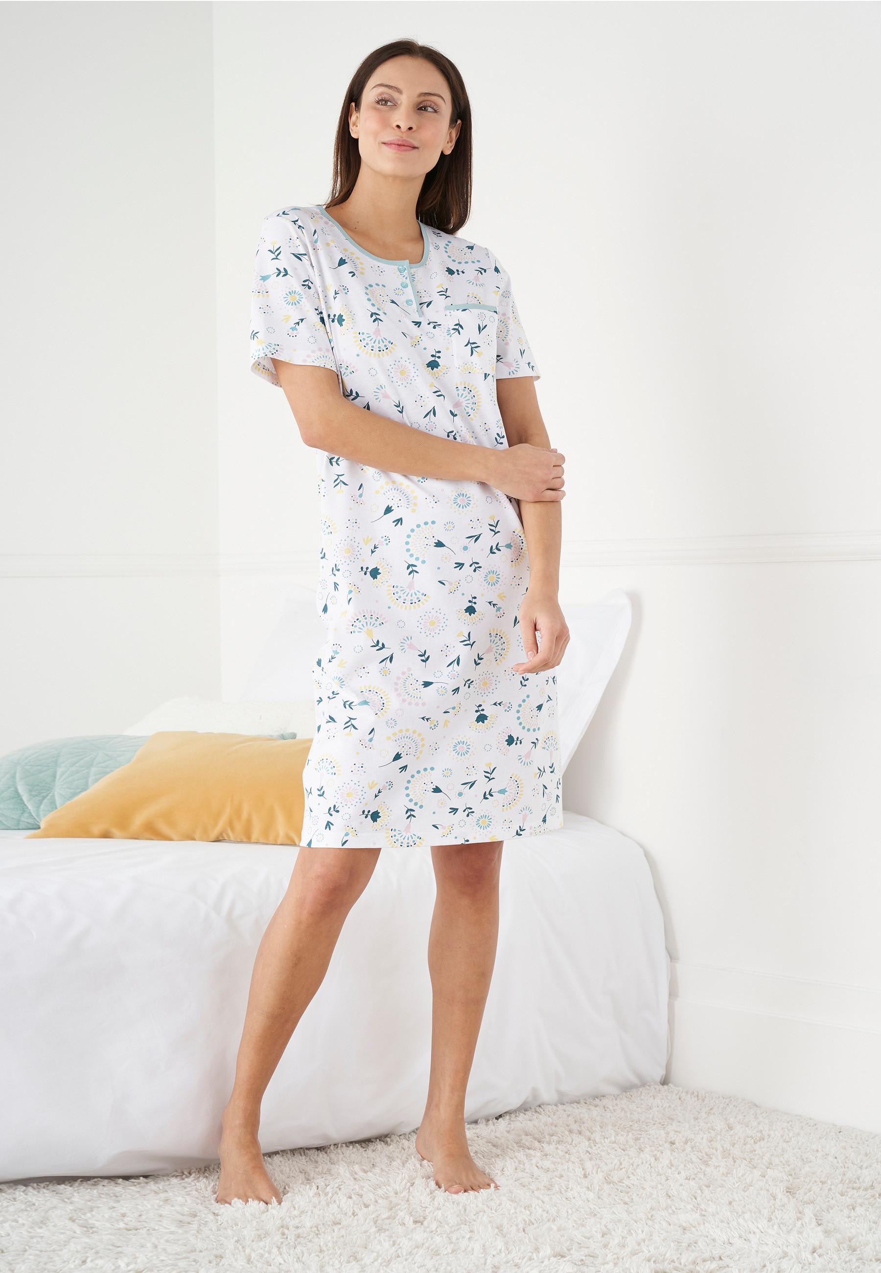 Image of Nachthemd Aus Jersey-material. Rundhalsausschnitt. Damen Blau 34/36