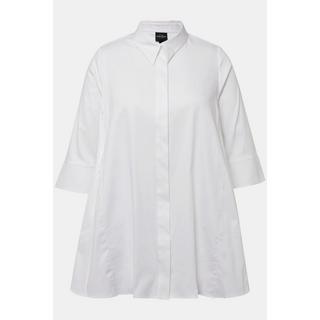 Ulla Popken  Chemisier avec plis godet. Col chemise et manches 3/4, ligne A 