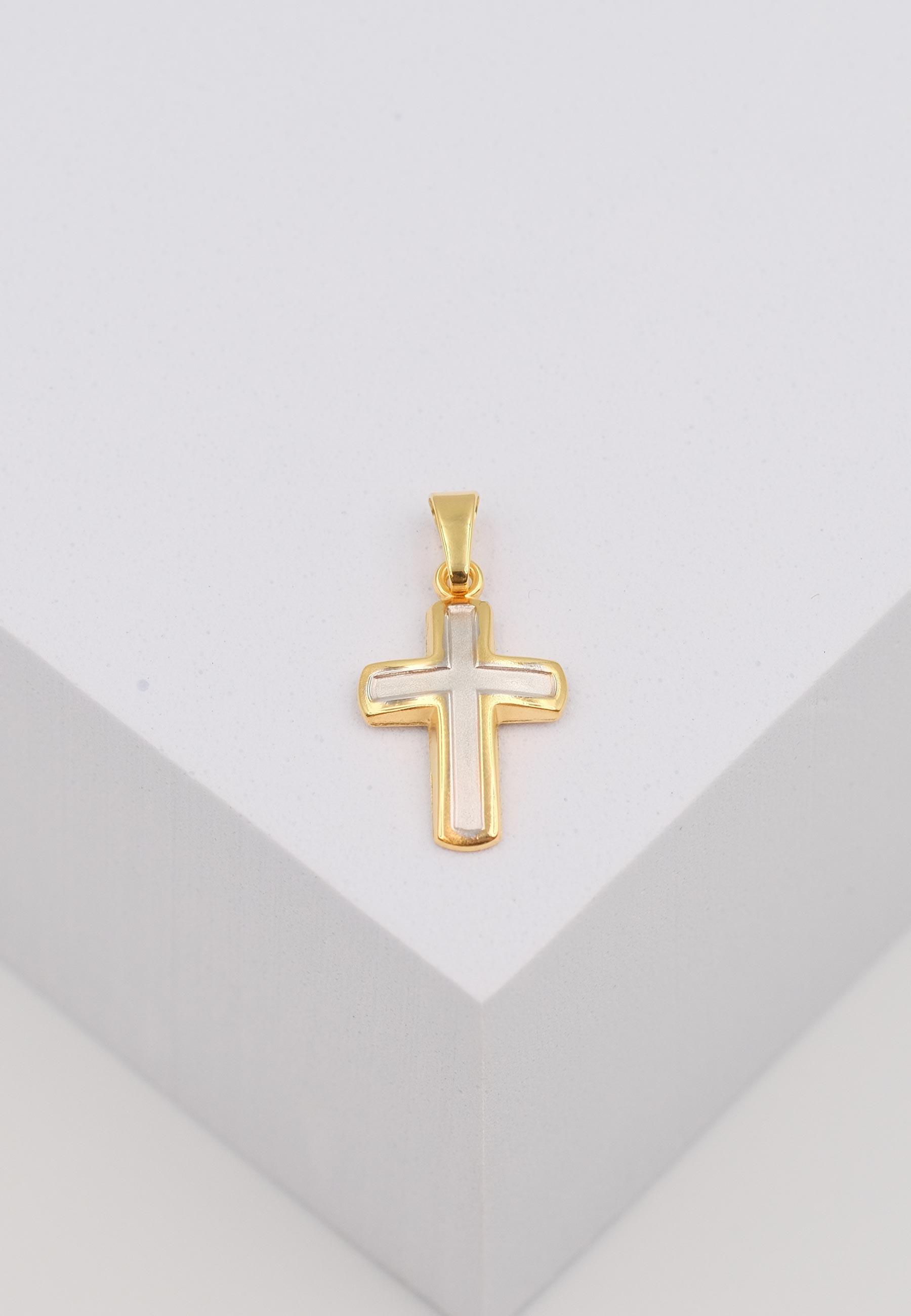 MUAU Schmuck  Pendentif croix en or jaune 750, 21x11mm 