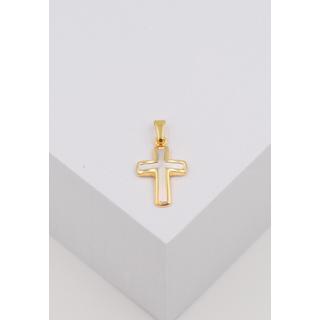 MUAU Schmuck  Pendentif croix en or jaune 750, 21x11mm 