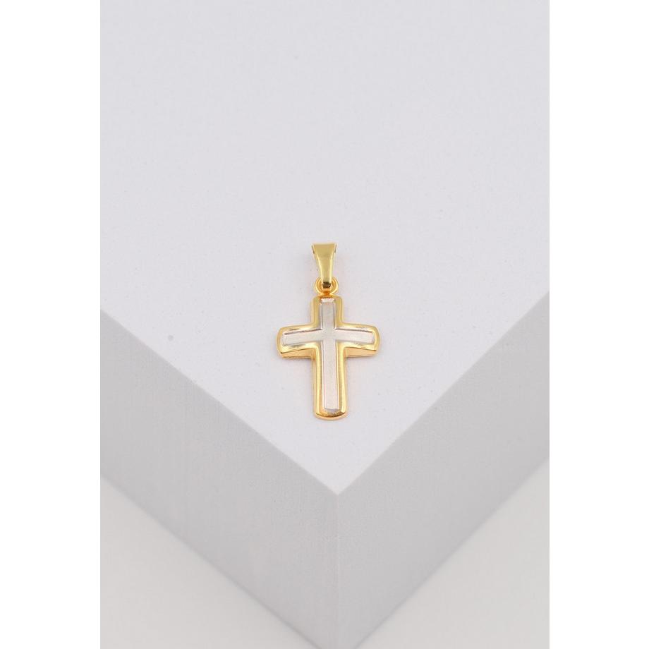 MUAU Schmuck  Anhänger Kreuz Gelbgold 750, 21x11mm 