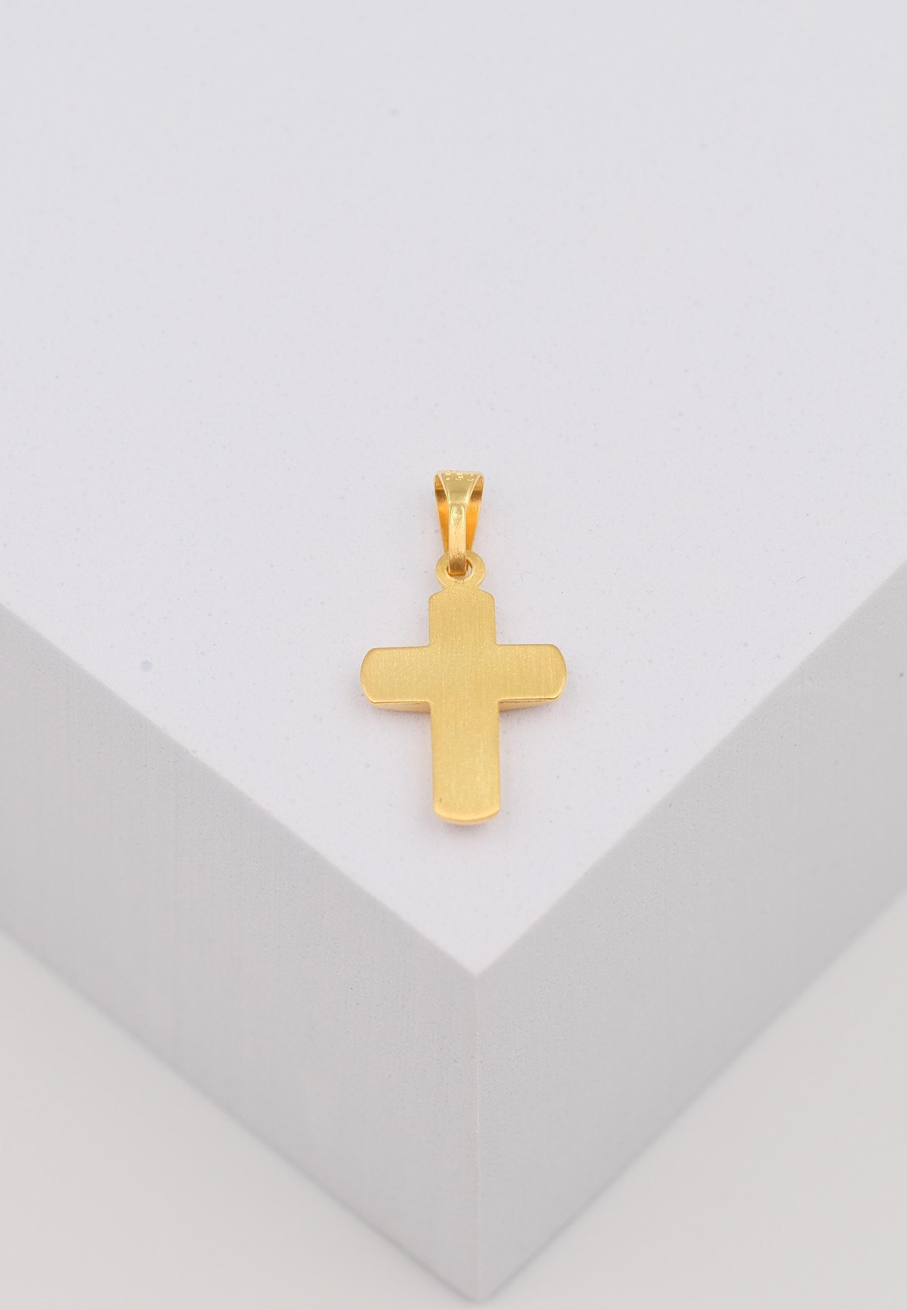 MUAU Schmuck  Pendentif croix en or jaune 750, 21x11mm 