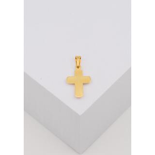 MUAU Schmuck  Pendentif croix en or jaune 750, 21x11mm 